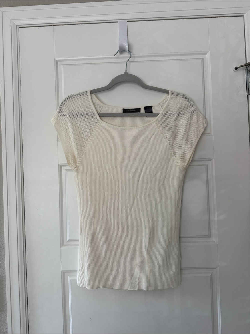 White Short Sleeve Knit Top